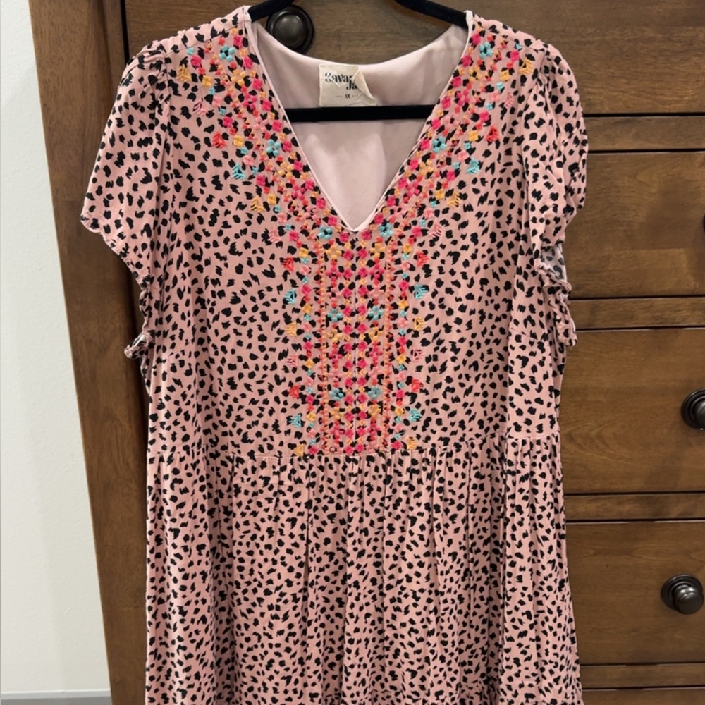 Savanna Jane Pink Animal Print Dress with Floral Accents